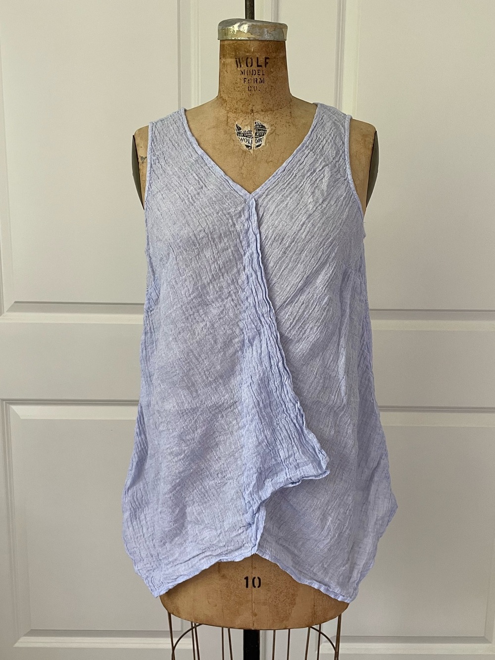 Pure Jill 100% linen Light Blue Sleeveless V-Neck Tank, Small